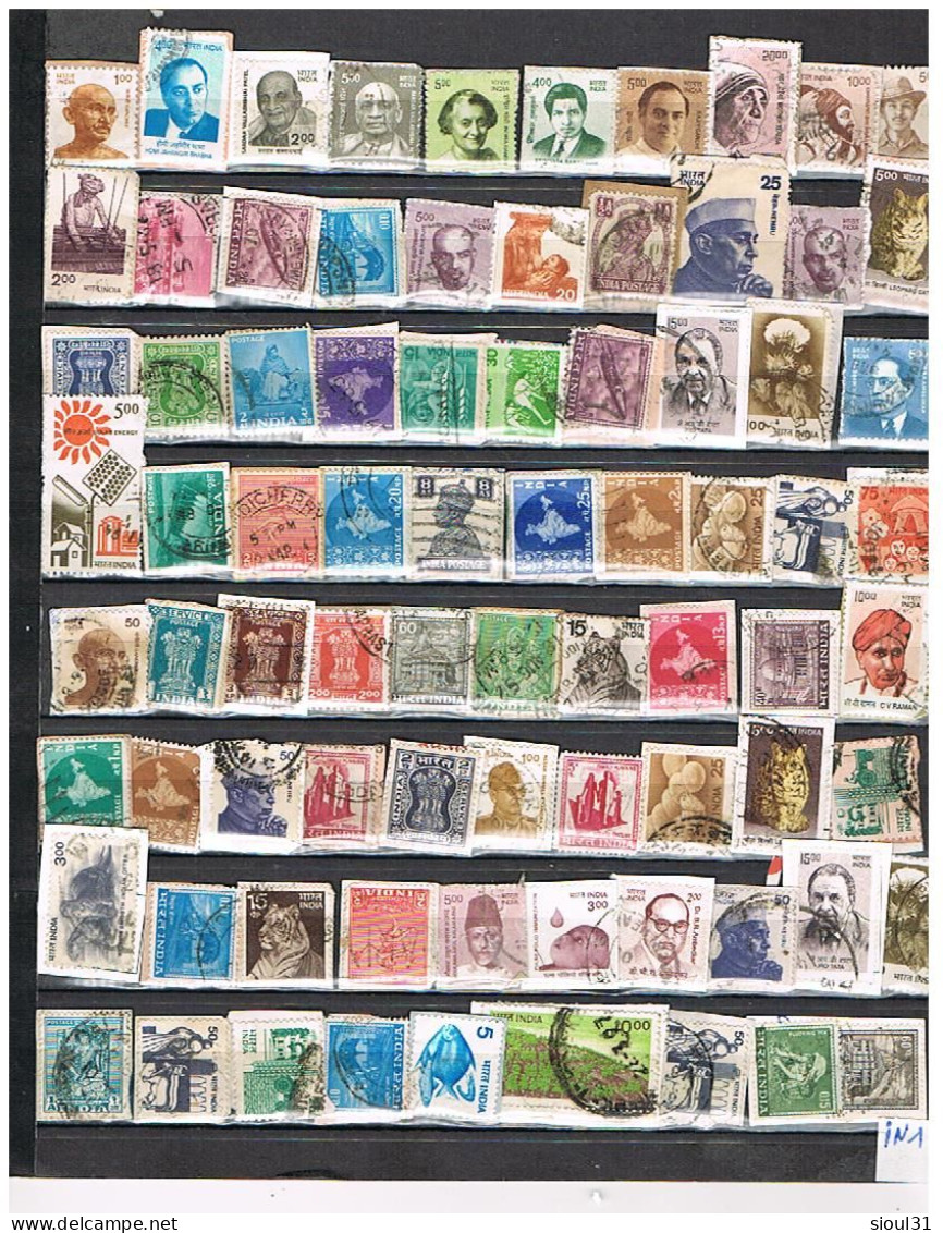 LOT DE 146 TIMBRES D INDE SUR FRAGMENT OBLITERES - Verzamelingen & Reeksen