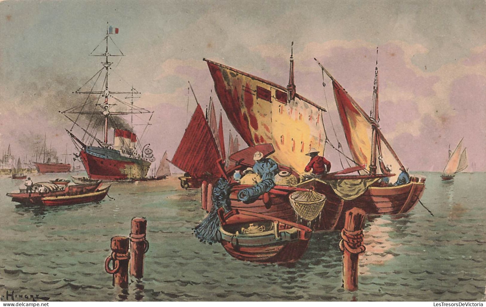 ARTS - Peintures Et Tableaux - Des Bateaux De Pêche Prêts à Débarquer  - Carte Postale Ancienne - Paintings