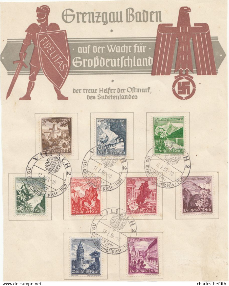 DR 675-683, Auf Sonderblatt: Grenzgau Baden Auf Der Wacht Für Großdeutschland, Sonderst:Villach 2 Tag 17.2.39 - SELTEN ! - Lettres & Documents