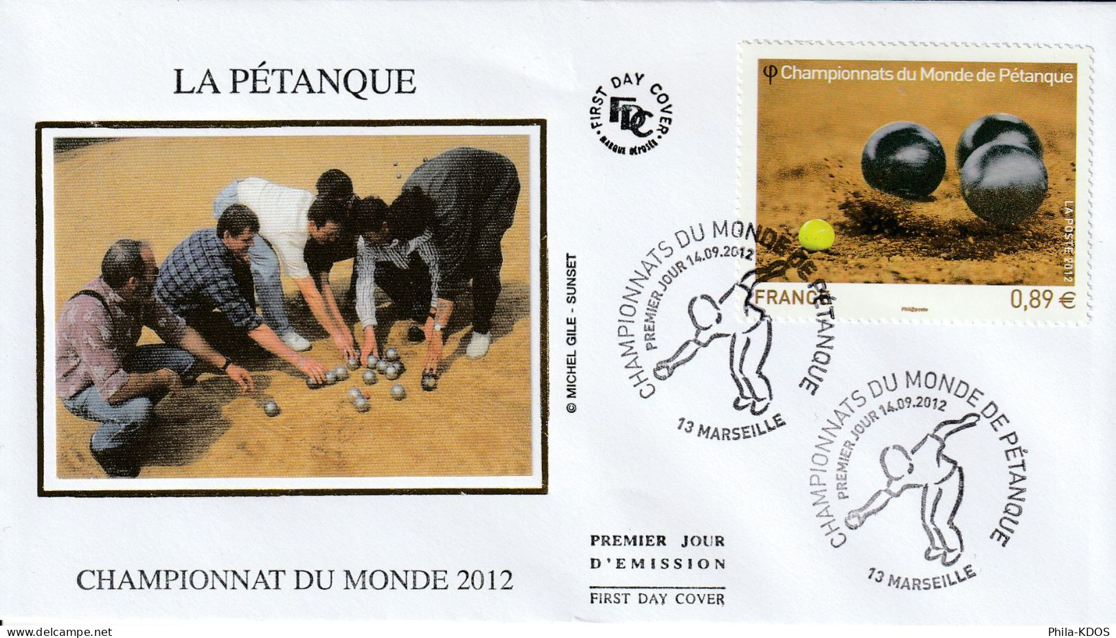 2012 " CHAMPIONNAT DU MONDE DE PETANQUE " Sur Enveloppe 1er Jour Sur Soie N° YT 4684. Parfait état. FDC à Saisir !!! - Boule/Pétanque