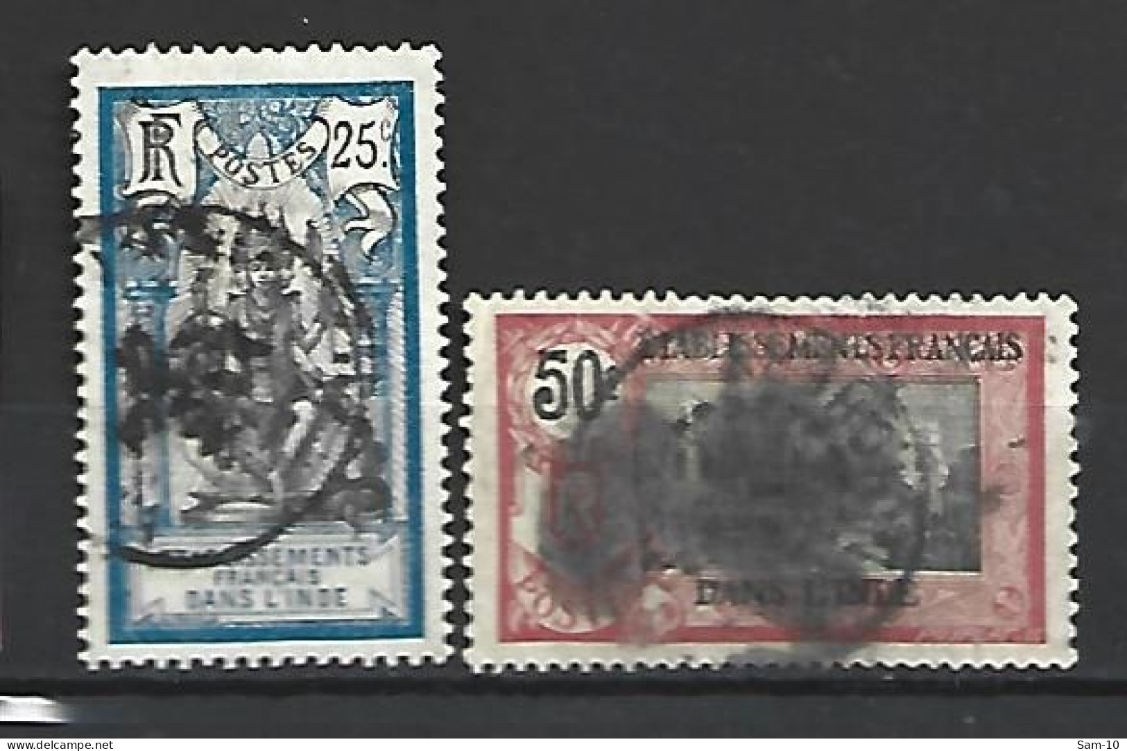 Timbre De  Colonie Française Inde Oblitéré  N 33 + 38 - Used Stamps