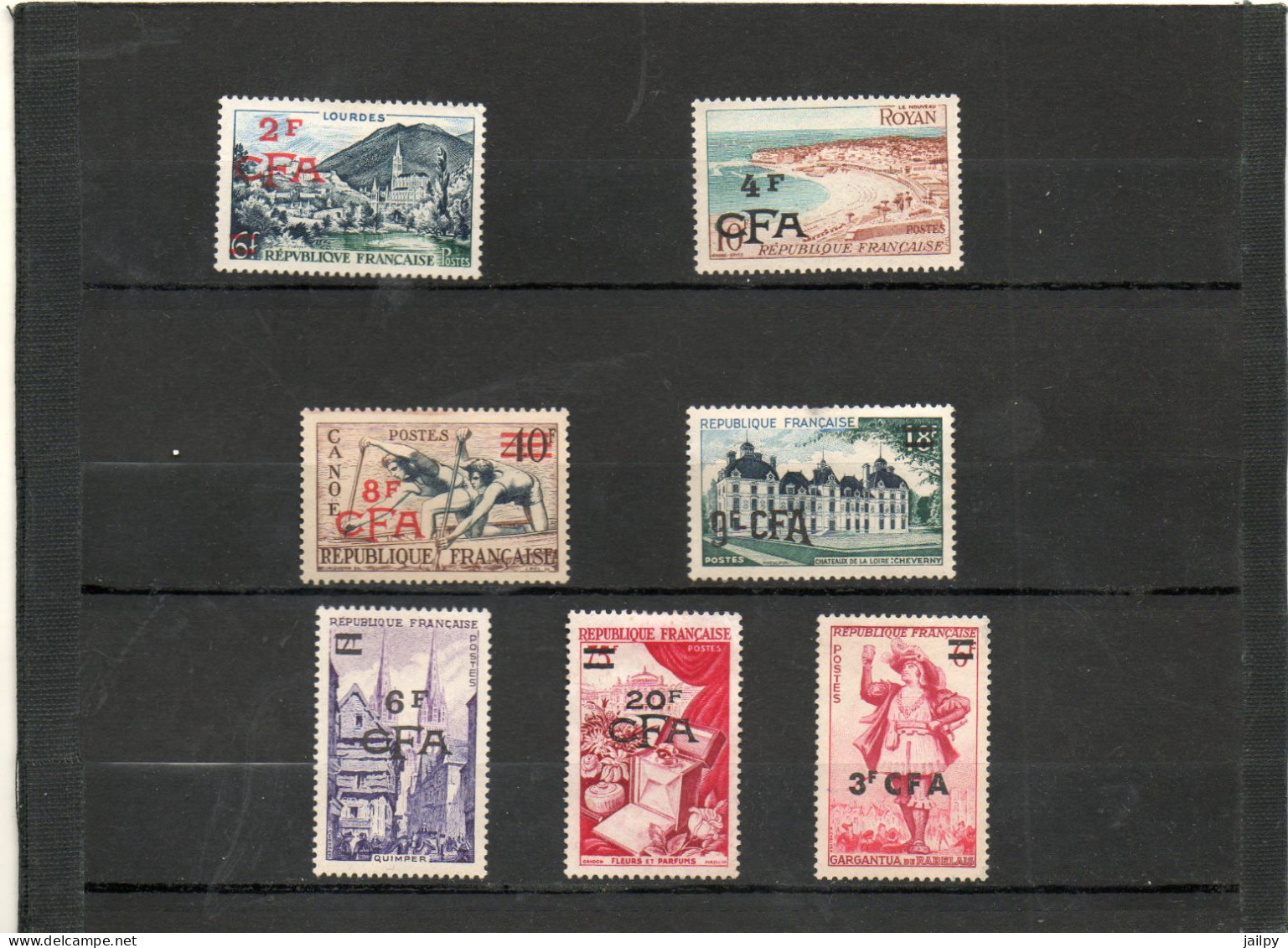 FRANCE  REUNION     7 Timbres  Surchargés CFA   1953-54    Neufs Sans Gomme - Segnatasse