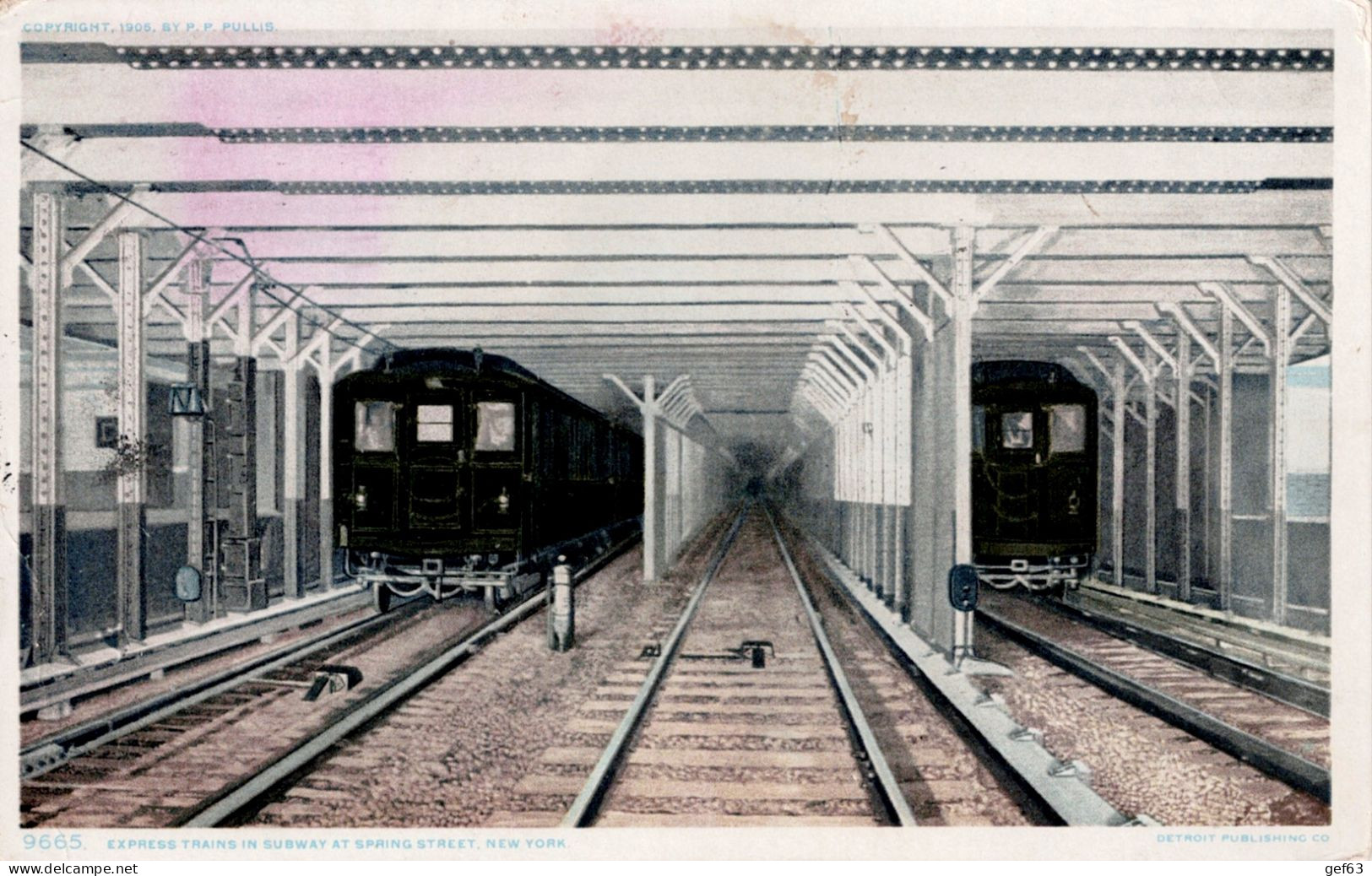 Express Trains In Subway At Spring Street, New York (1908) - Métro