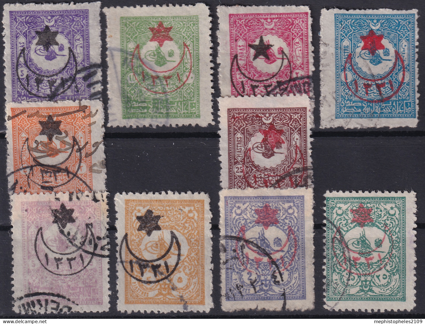 OTTOMAN EMPIRE 1915 - Canceled - Mi 267A, 268A, 269A, 270A, 271A, 273A, 274A, 278A, 279A, 281A - Gebraucht