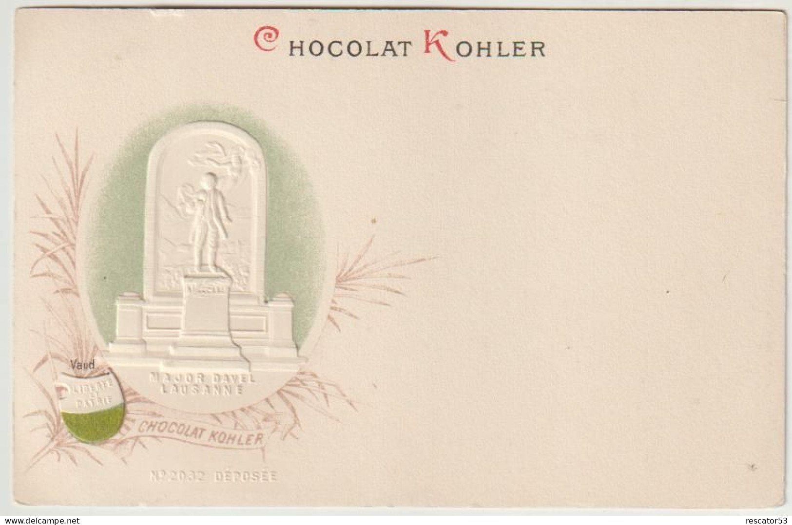 Rare Et Magnifique Cpa Chocolat Kohler Gaufrée Villes Des Cantons Suisse Vaud - Collections & Lots