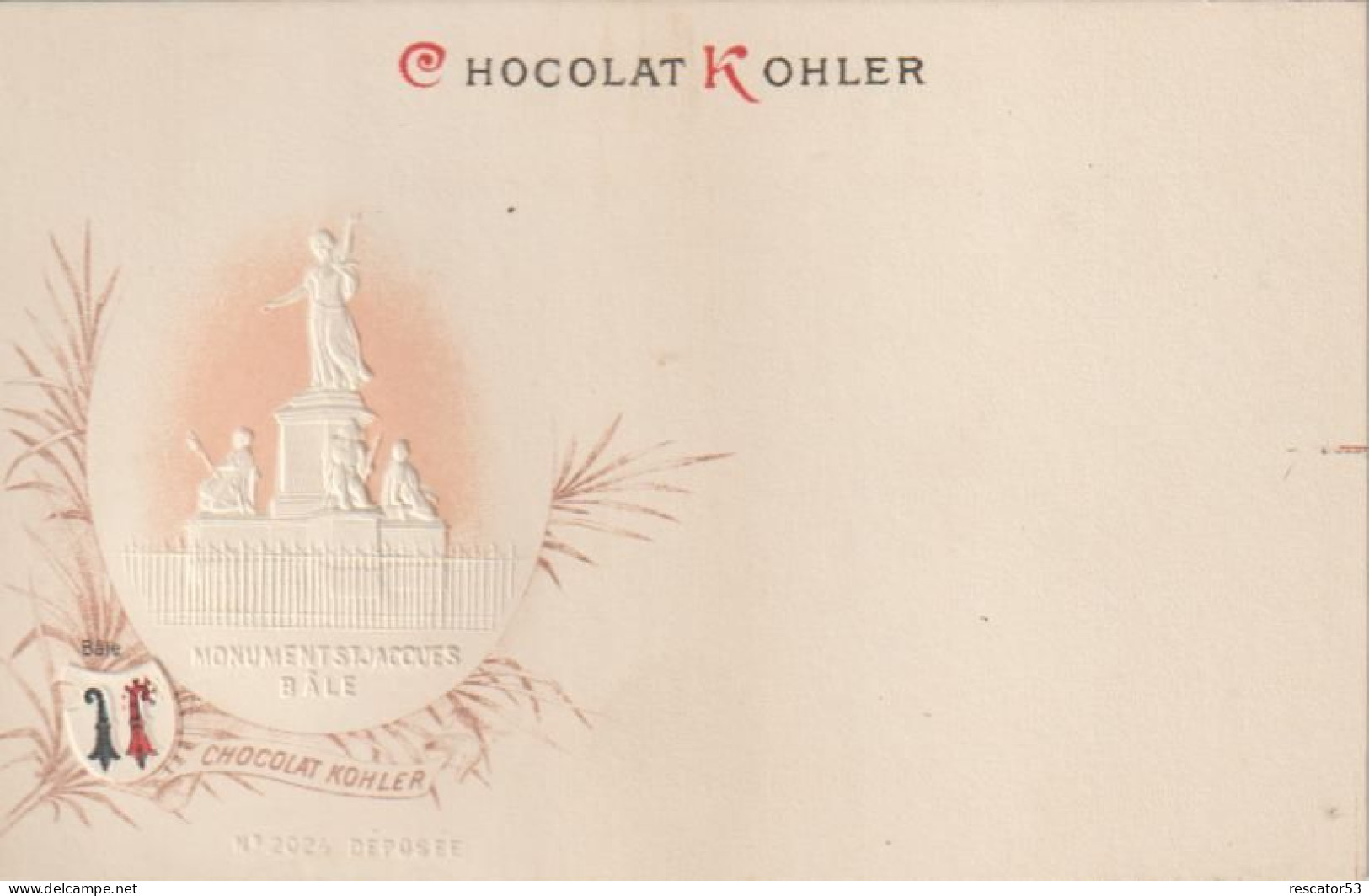 Rare Et Magnifique Cpa Chocolat Kohler Gaufrée Villes Des Cantons Suisse Bâle - Verzamelingen & Kavels