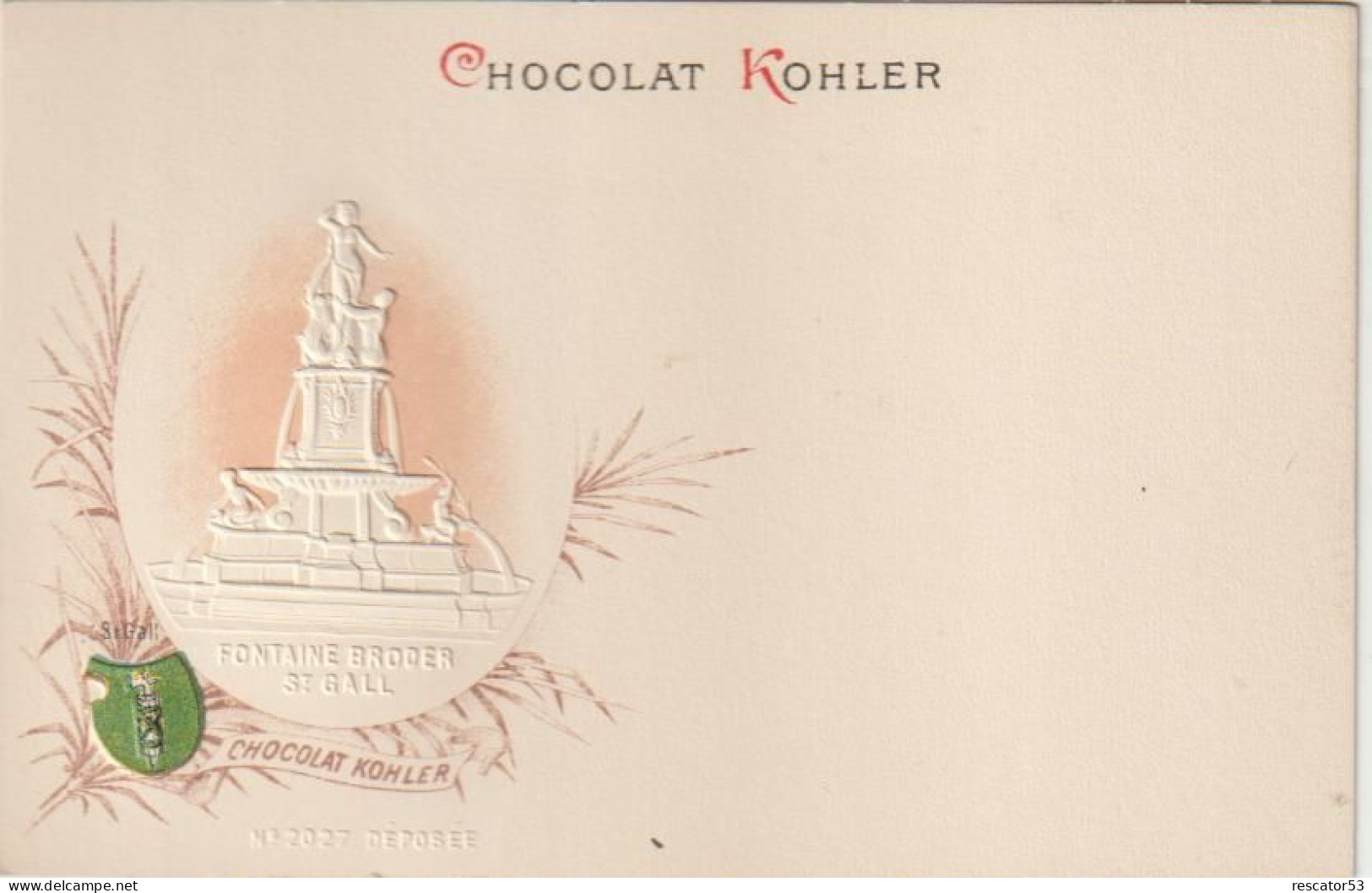 Rare Et Magnifique Cpa Chocolat Kohler Gaufrée Villes Des Cantons Suisse St Gall - Verzamelingen & Kavels