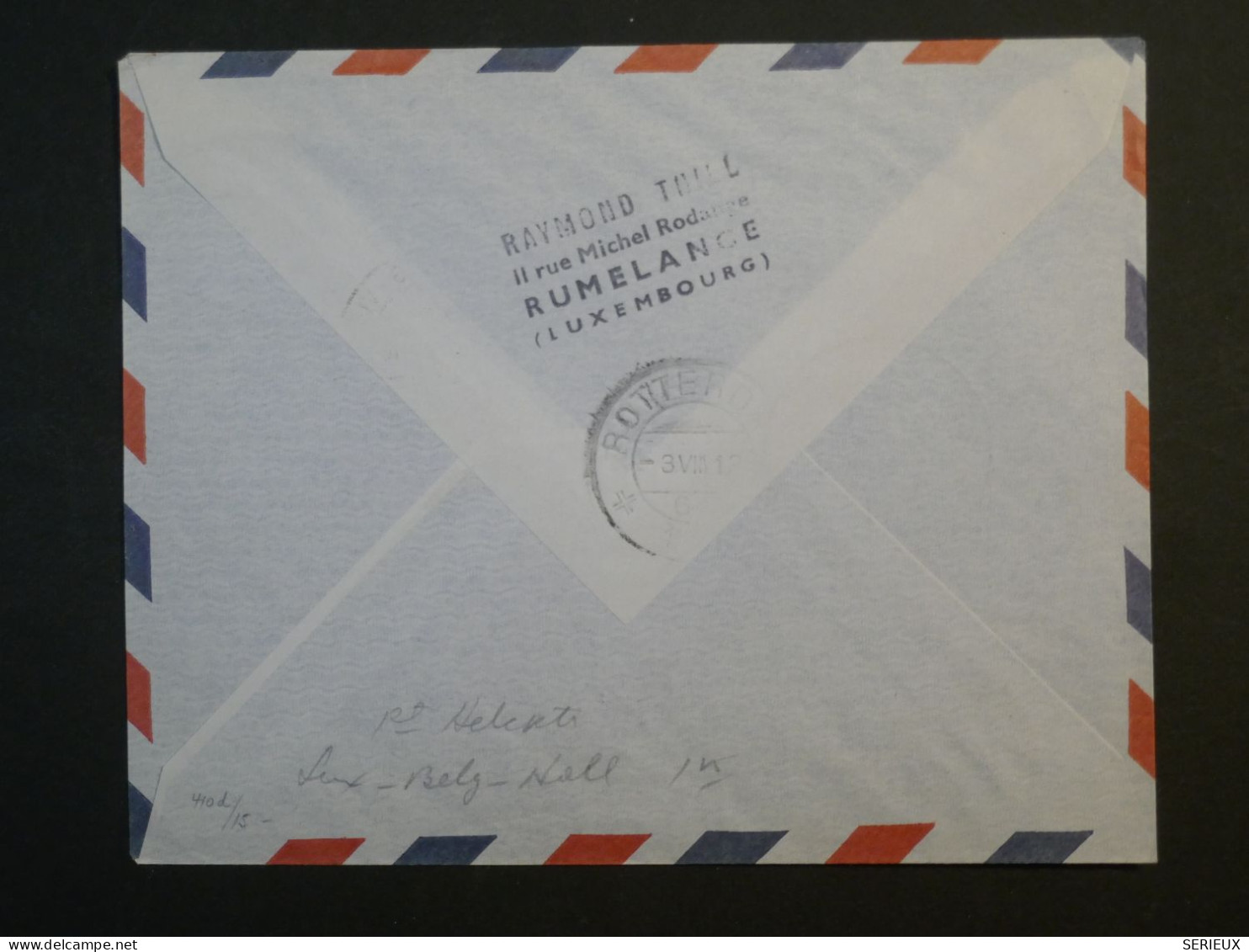 DF14  LUXEMBOURG  BELLE  LETTRE  1953 1ER VOL  HELICOPTERE  A  ROTTERDAM PAYS BAS  +AFF. INTERESSANT+++++ - Storia Postale