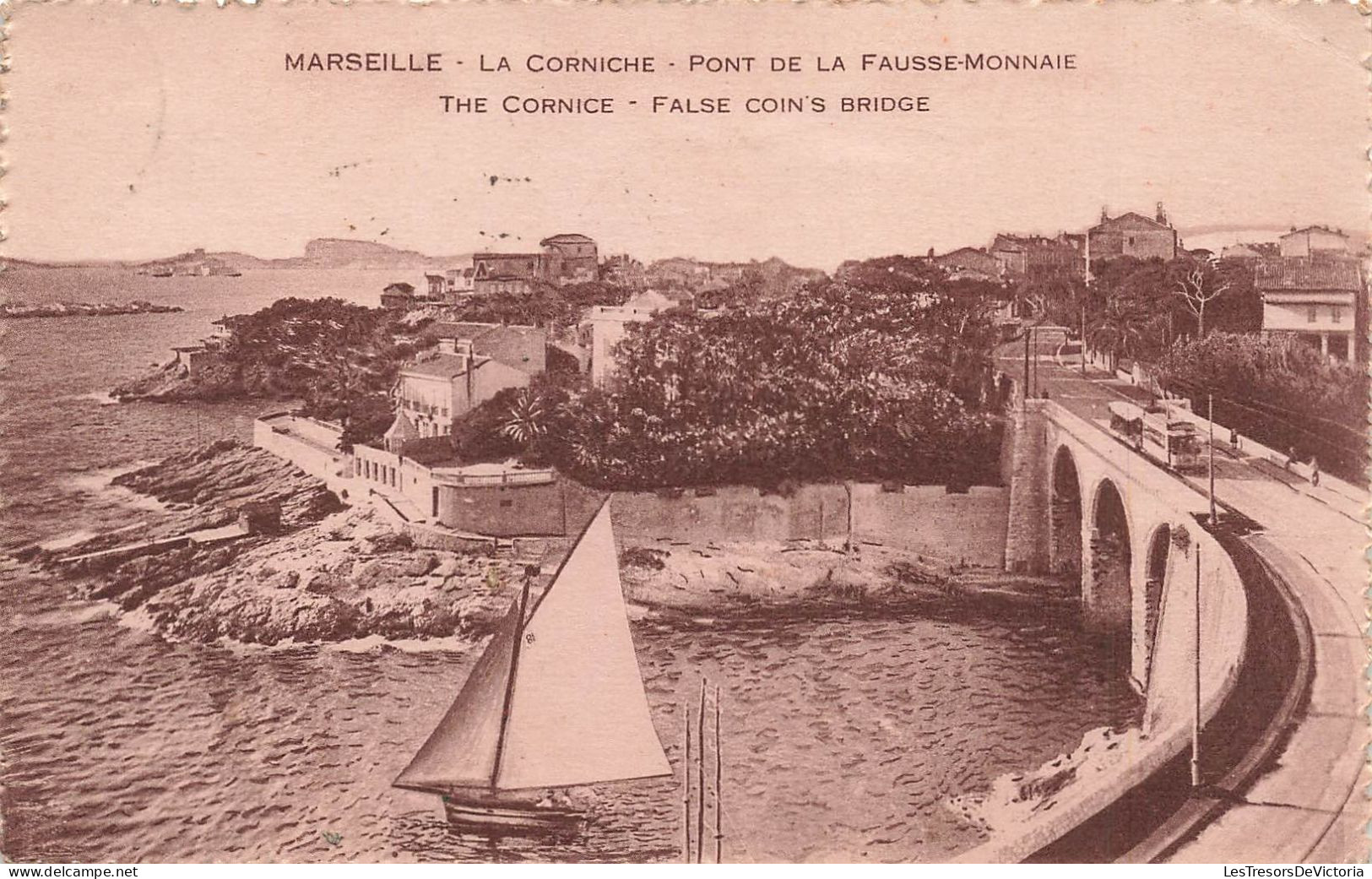 FRANCE - Marseille - La Corniche - Pont De La Fausse Monnaie - Voilier - Carte Postale Ancienne - Endoume, Roucas, Corniche, Stranden