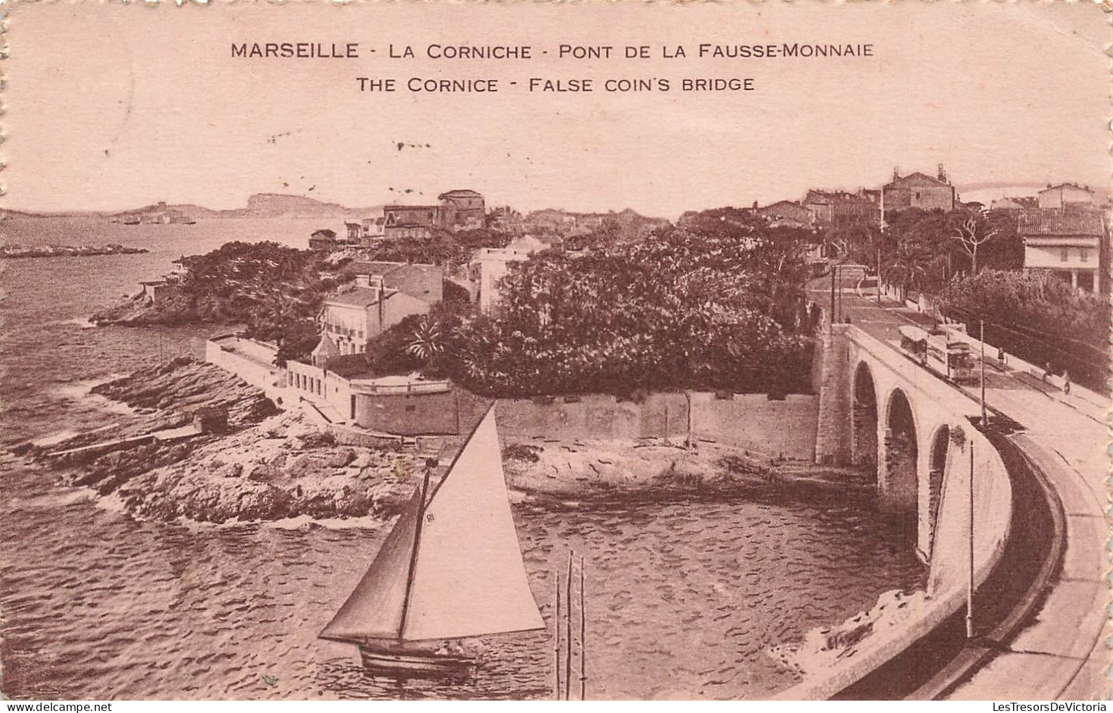 FRANCE - Marseille - La Corniche - Pont De La Fausse Monnaie - Voilier - Carte Postale Ancienne - Endoume, Roucas, Corniche, Strände