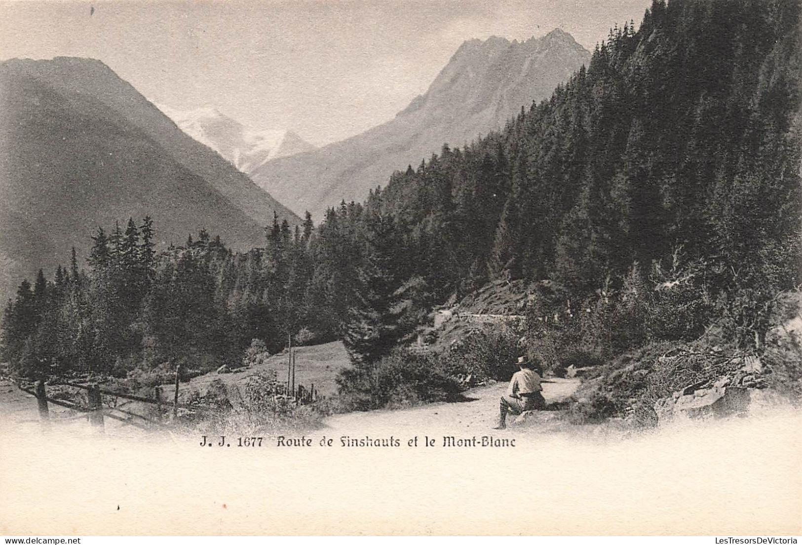 SUISSE - Route De Finshauts Et Le Mont Blanc - J.J. - Carte Postale Ancienne - Autres & Non Classés