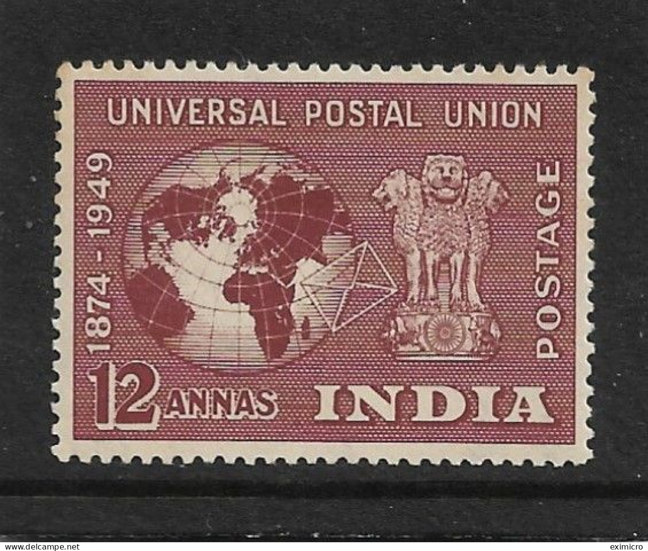 INDIA 1949 12a UPU SG 328 LIGHTLY MOUNTED MINT Cat £15 TOP VALUE OF THE SET - Neufs