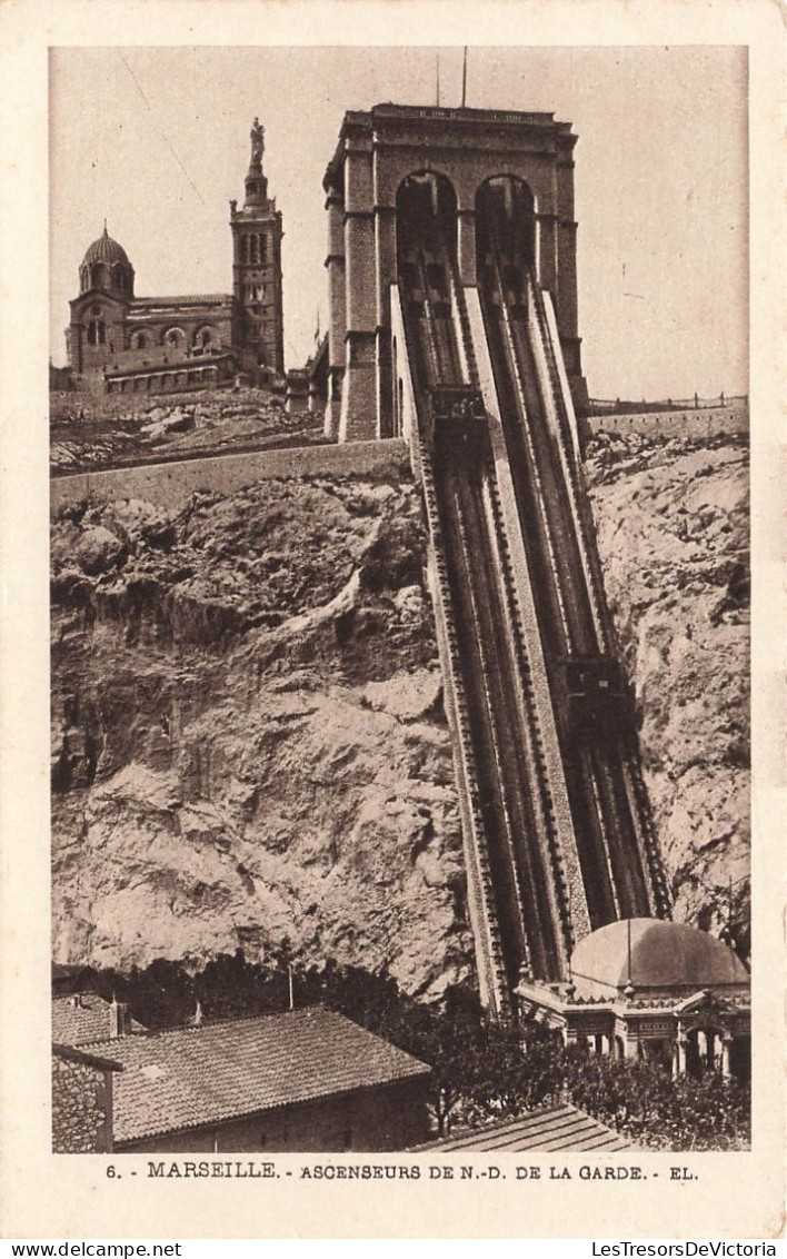 FRANCE - Marseille - Ascenseurs De Notre-Dame De La Garde - Carte Postale Ancienne - Notre-Dame De La Garde, Lift En De Heilige Maagd