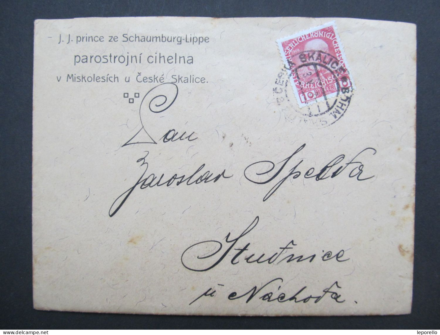 BRIEF Česká Skalice Miskolezy Chvalkovice Okr. Náchod Studnice 1912  //  R7224 - ...-1918 Prephilately