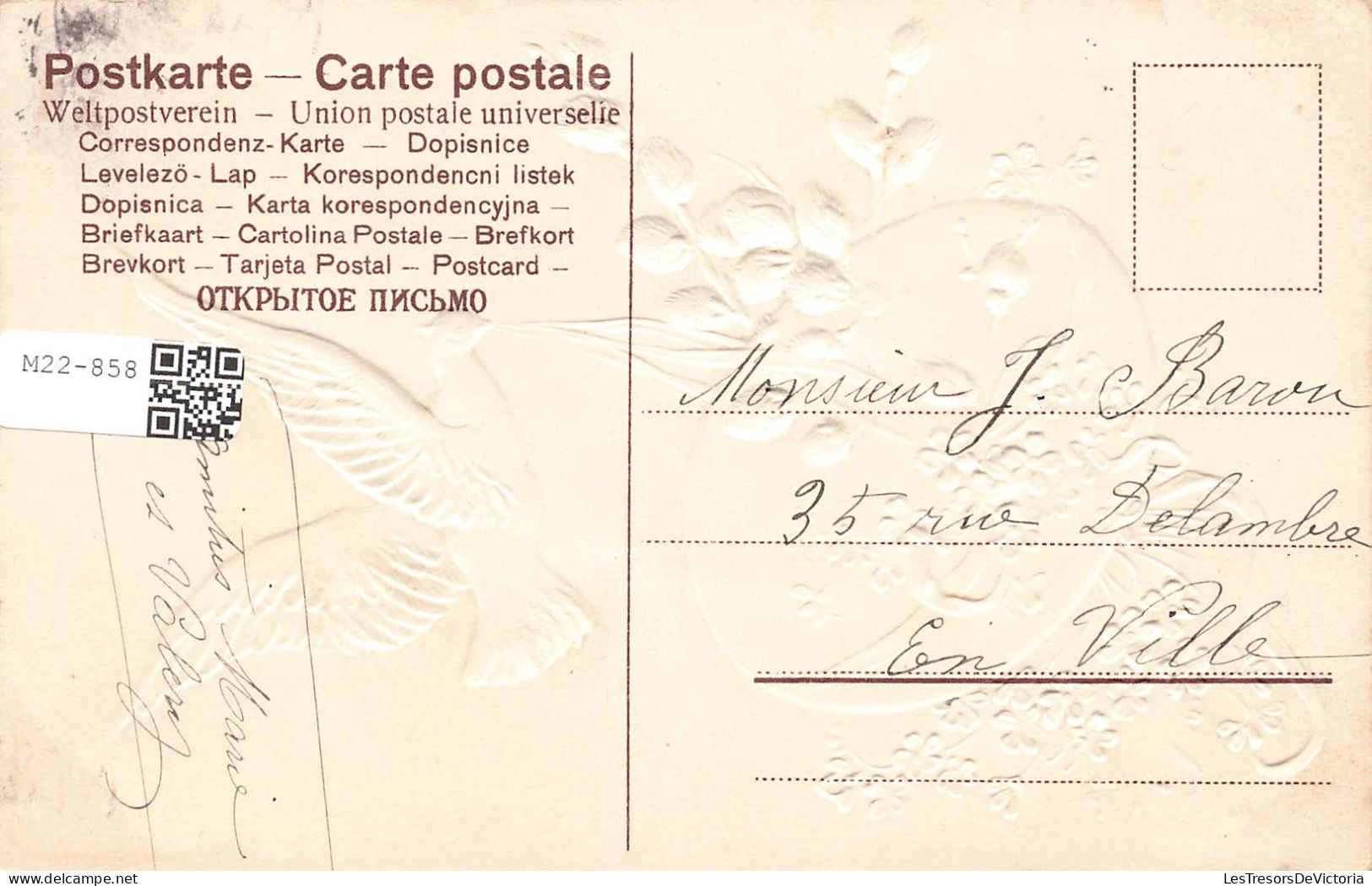 FÊTES ET VOEUX - Pâques - Un Oiseau Portant Un œuf Attaché Au Ruban - Colorisé - Carte Postale Ancienne - Pâques