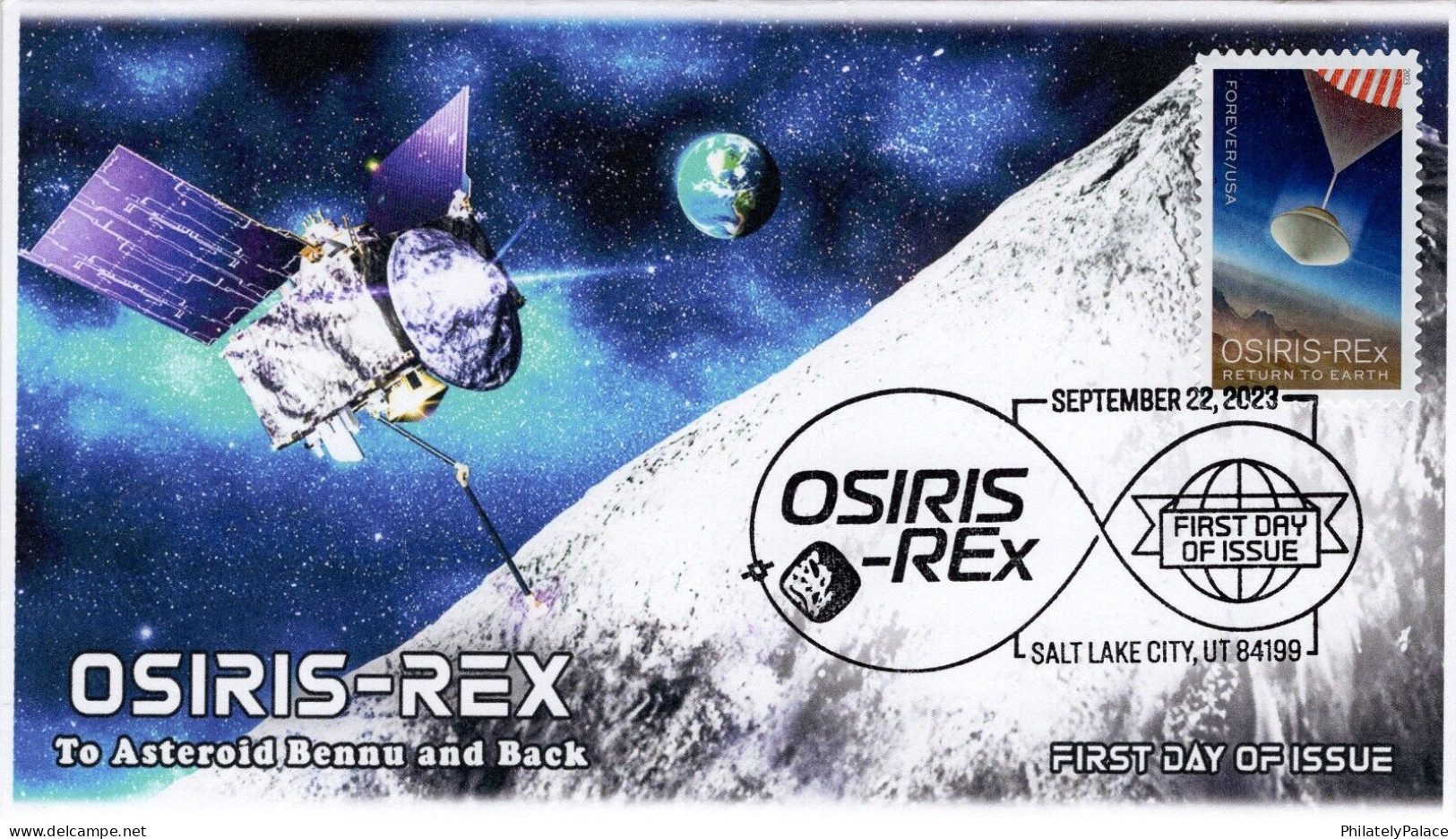 USA 2023 Space NASA,OSIRIS REx,Earth, Asteroid, Satellite, Drill, Pictorial Postmark, FDC Cover (**) - Lettres & Documents