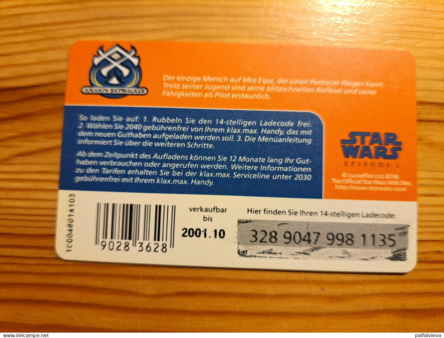 Prepaid Phonecard Austria, Klax Max - Star Wars - Autriche