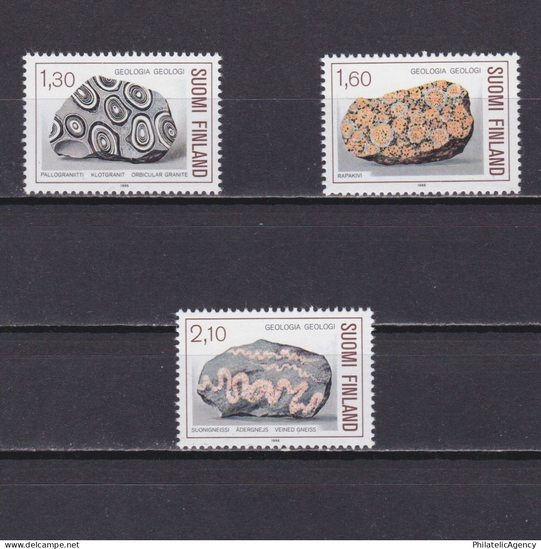 FINLAND 1986, Sc# 732-734, National Geological Society, MNH - Bergen