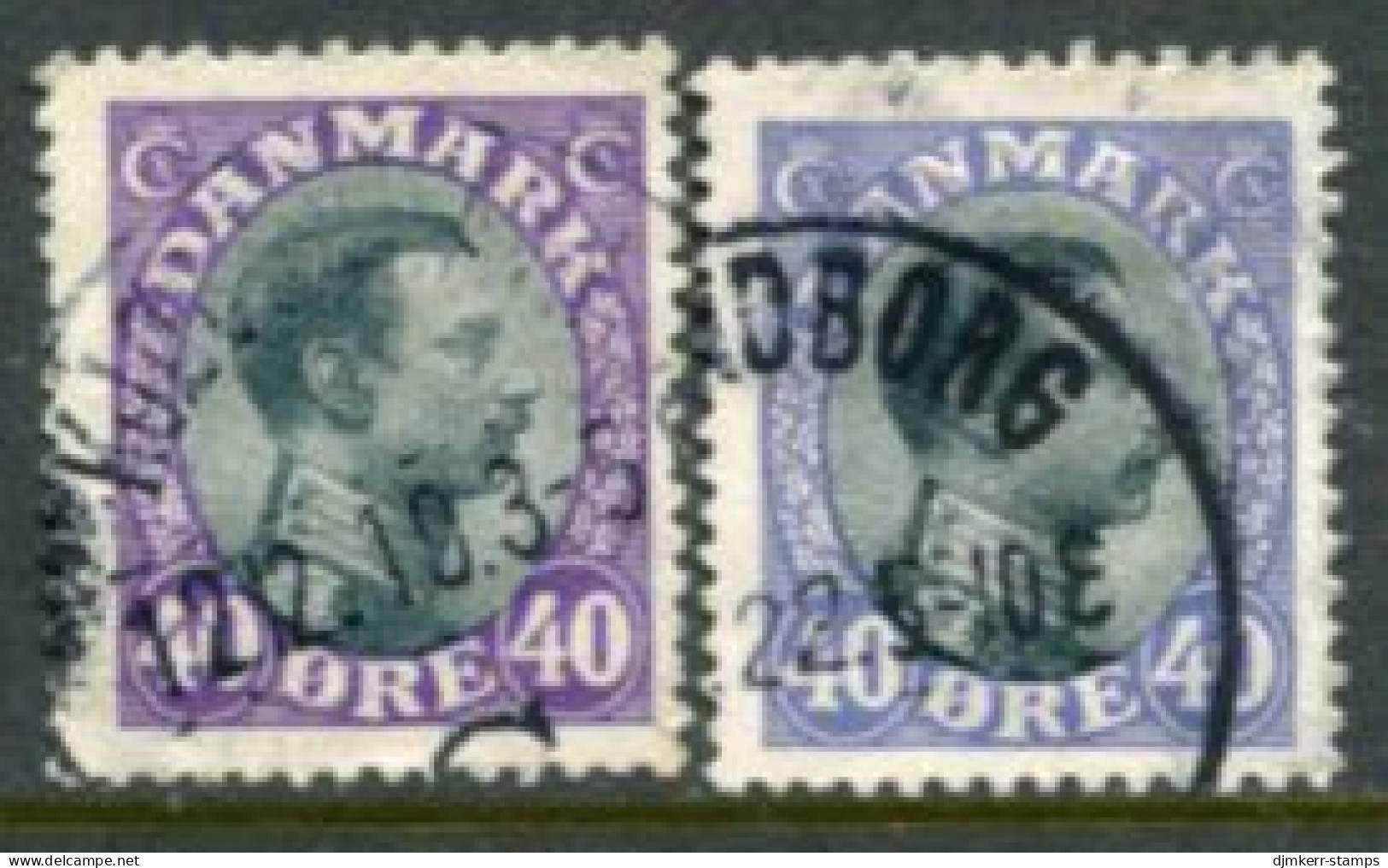 DENMARK 1918 King Christian X Definitive 40 Øre Both Shades Used.  Michel 104a-b - Usado