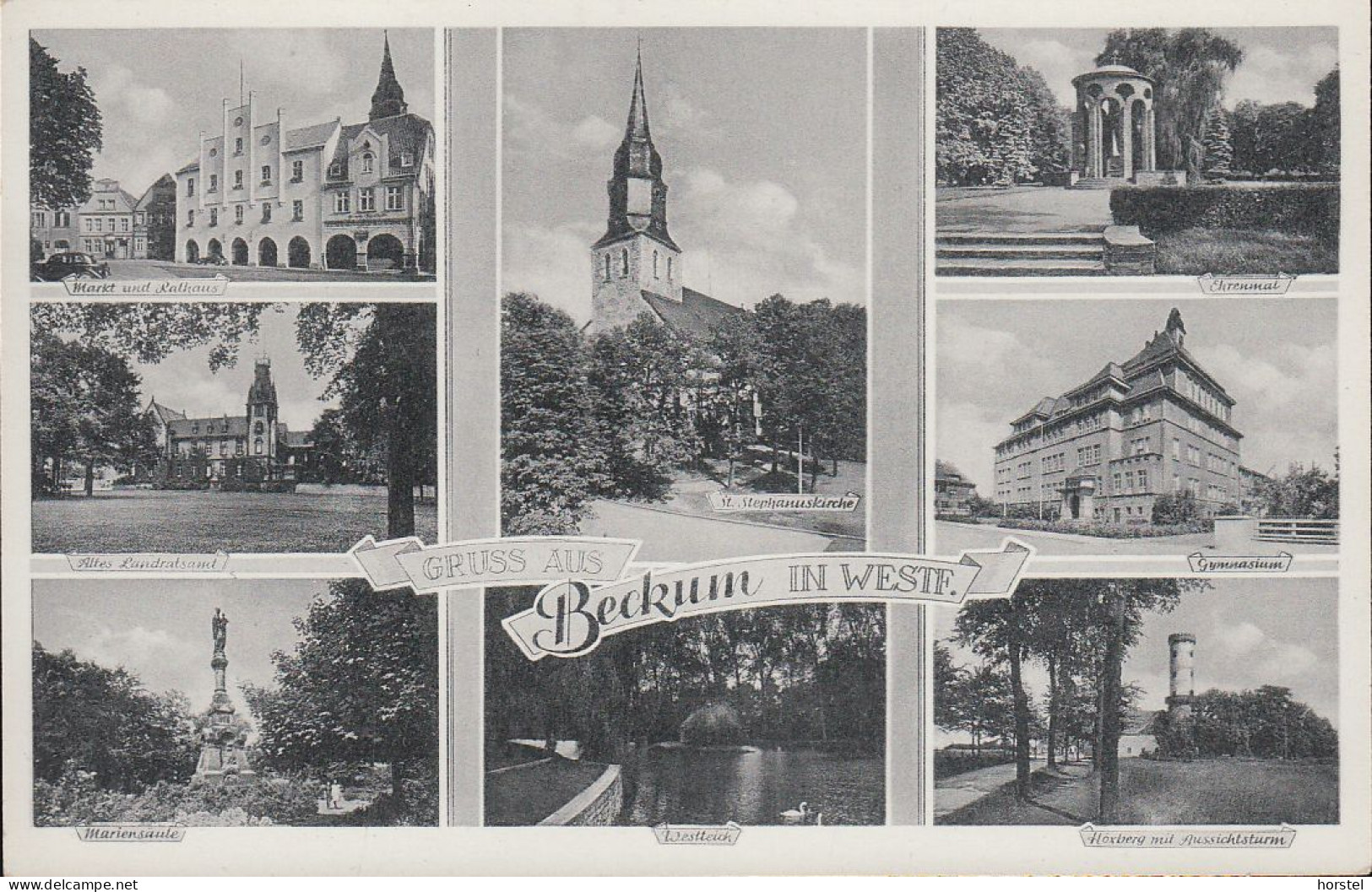 D-59269 Beckum - Alte Ansichten - Gymnasium - Markt Und Rathaus - Kirche - Car - VW Käfer - Beckum