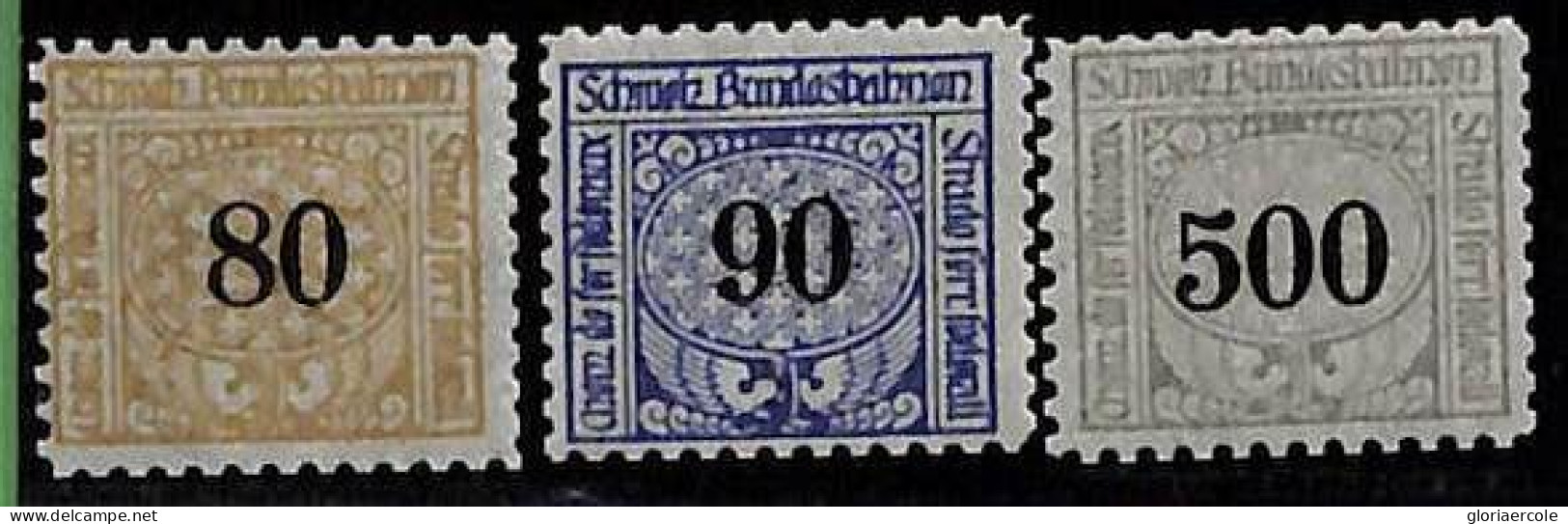 ZA0139h1 - SWITZERLAND - SBHV # 20B + 21B + 25B RAILWAY SERVICE STAMPS Mint MNH - Ferrovie