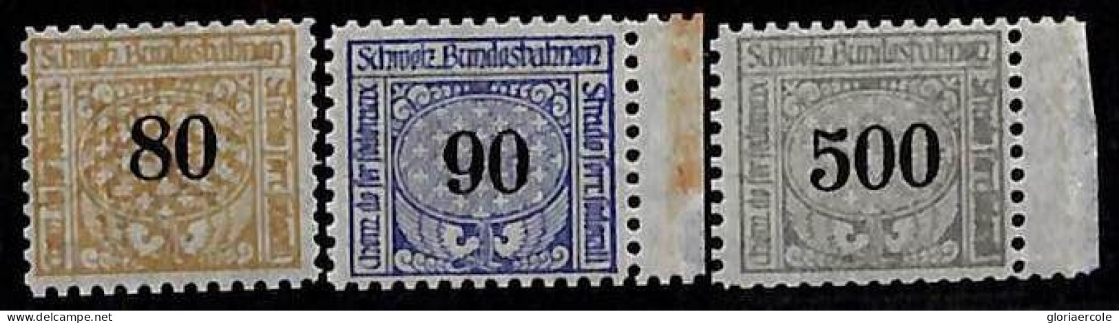 ZA0139h2  - SWITZERLAND - SBHV # 20B + 21B + 25B RAILWAY SERVICE STAMPS Mint MNH - Railway