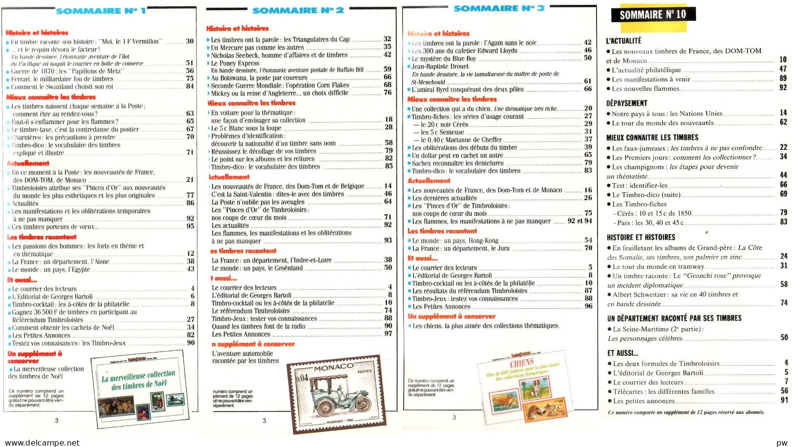 REVUE TIMBROLOISIRS Année 1988/1989 N° 0 à 3 Et 10 Novembre 88, Janvier à Mars Et Octobre 89 - French (from 1941)