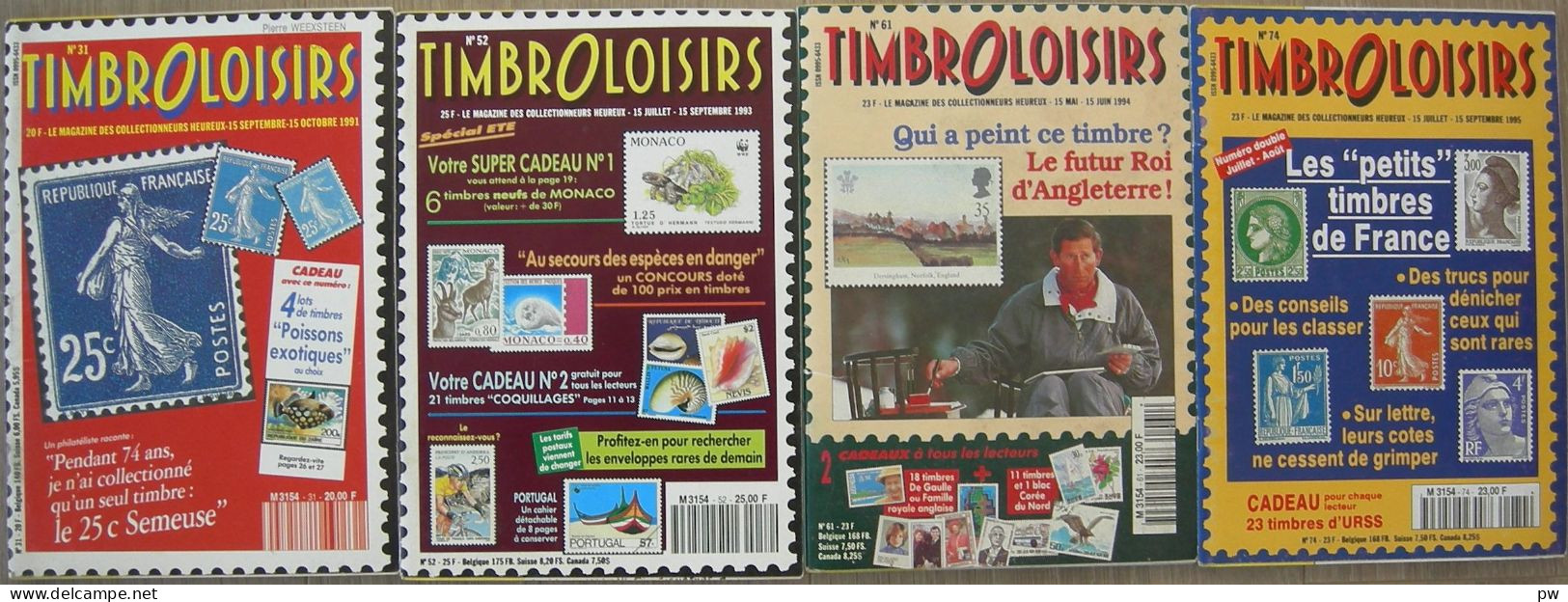 REVUE TIMBROLOISIRS Année 1991/1995 N° 31, 52, 61 Et 74, Septembre 91, Juillet 93, Mai 94, Juillet 95 - Francesi (dal 1941))