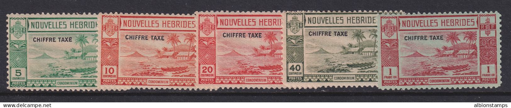 New Hebrides (French), Scott J6-J10 (Yvert TT6-TT10), OG (tropicalized) - Timbres-taxe