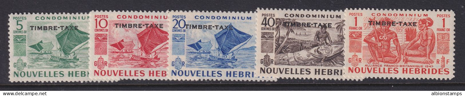 New Hebrides (French), Scott J16-J20 (Yvert TT26-TT30), MNH - Impuestos