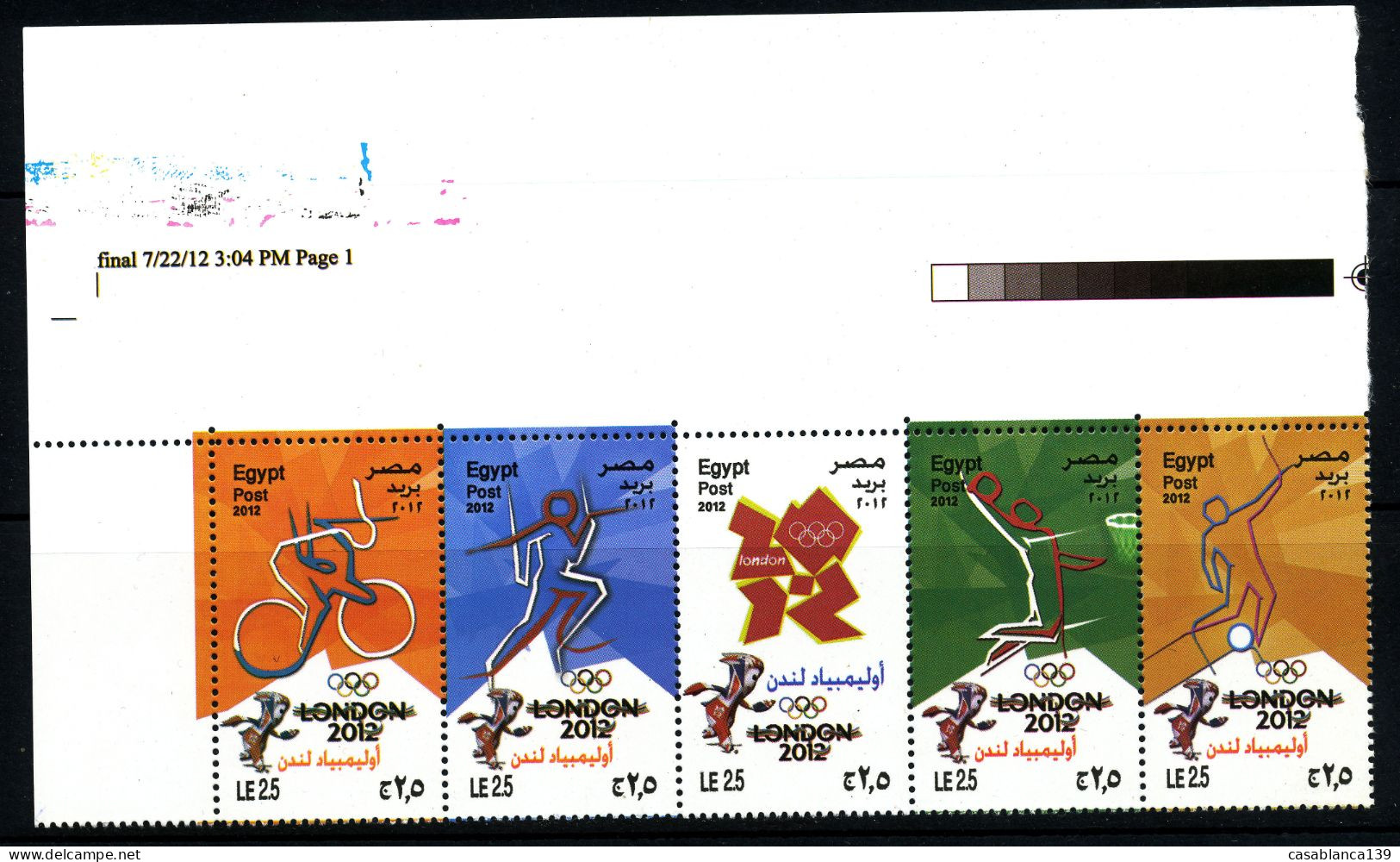 Egypt 2012 Olympic Games London 2012 2478-82 Setenant Strip MNH - Neufs