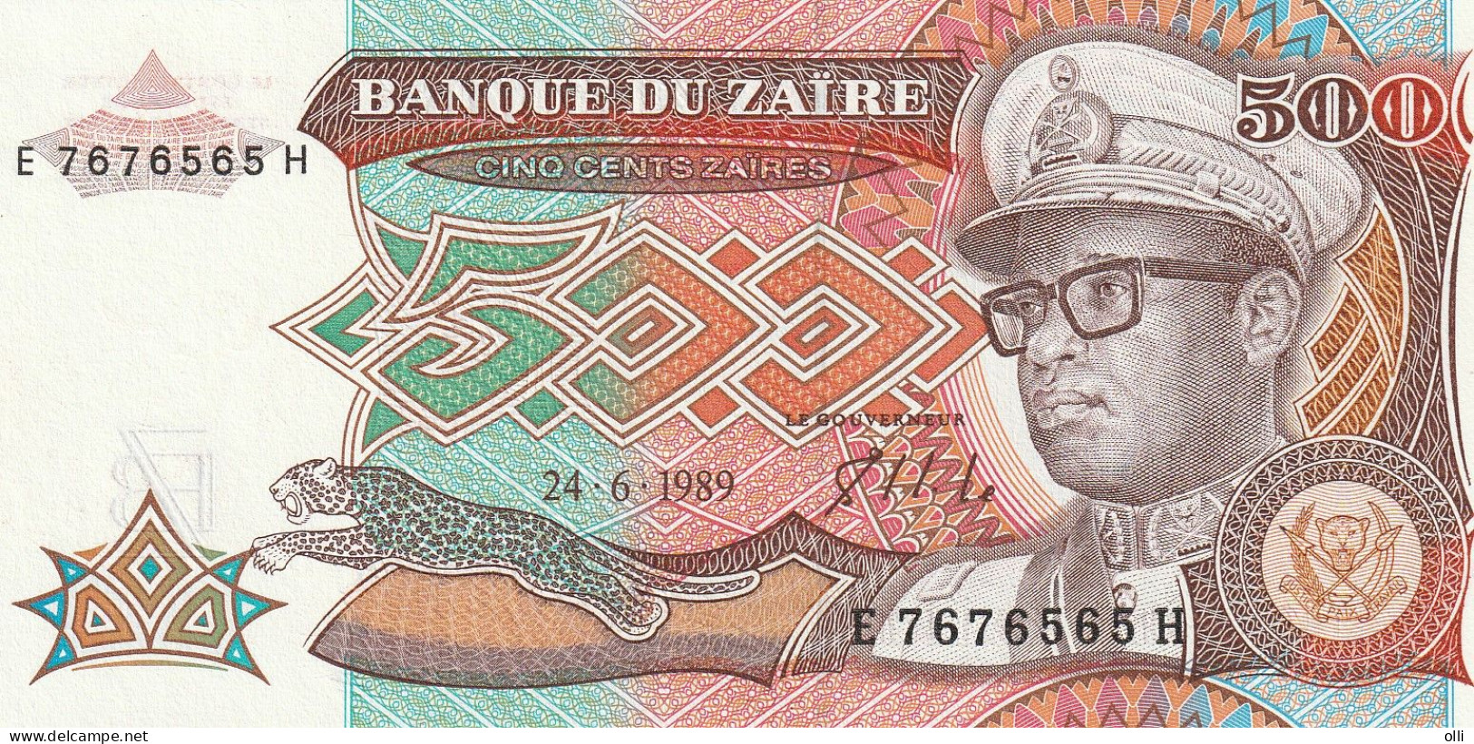 Zaïre, 500 ZAIRE 1989  P-34  UNC - Zaïre