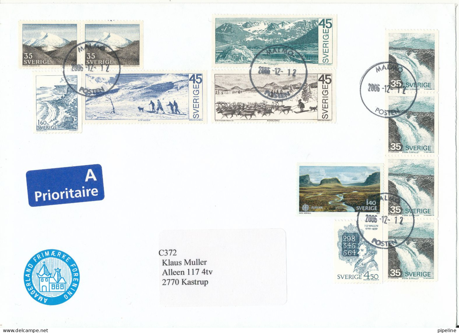 Sweden Cover Sent To Denmark 12-12-2006 With More Topic Stamps Big Size Cover - Covers & Documents