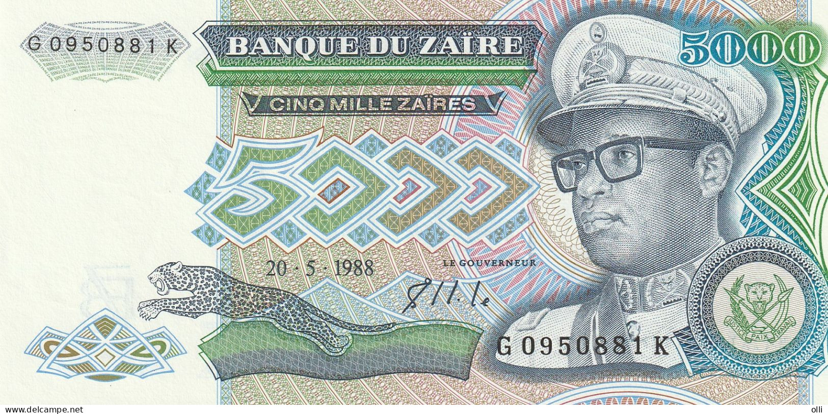 Zaïre, 5000 ZAIRE 1988  P-37  UNC - Zaire