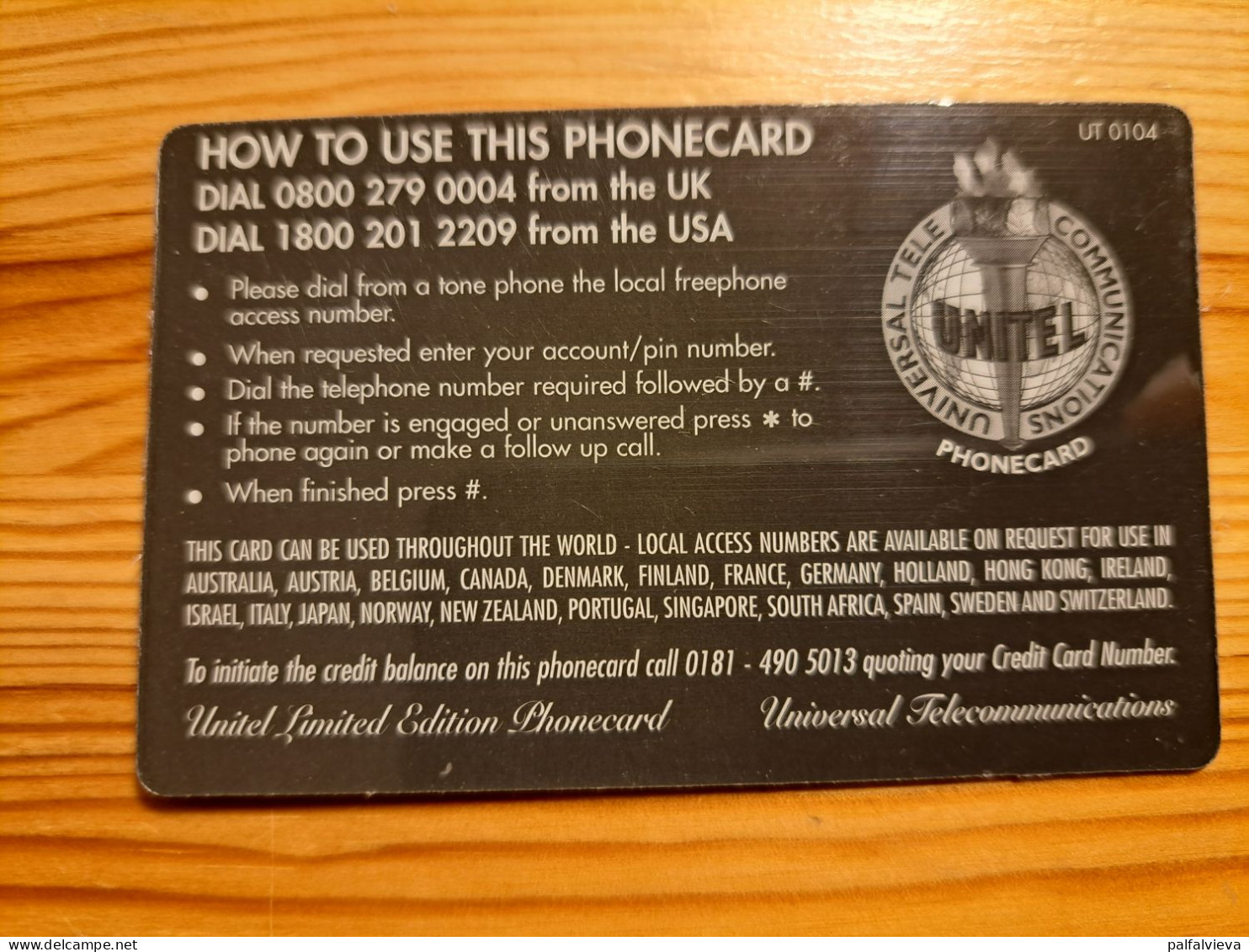 Prepaid Phonecard United Kingdom, Unitel - Butterfly - [ 8] Firmeneigene Ausgaben