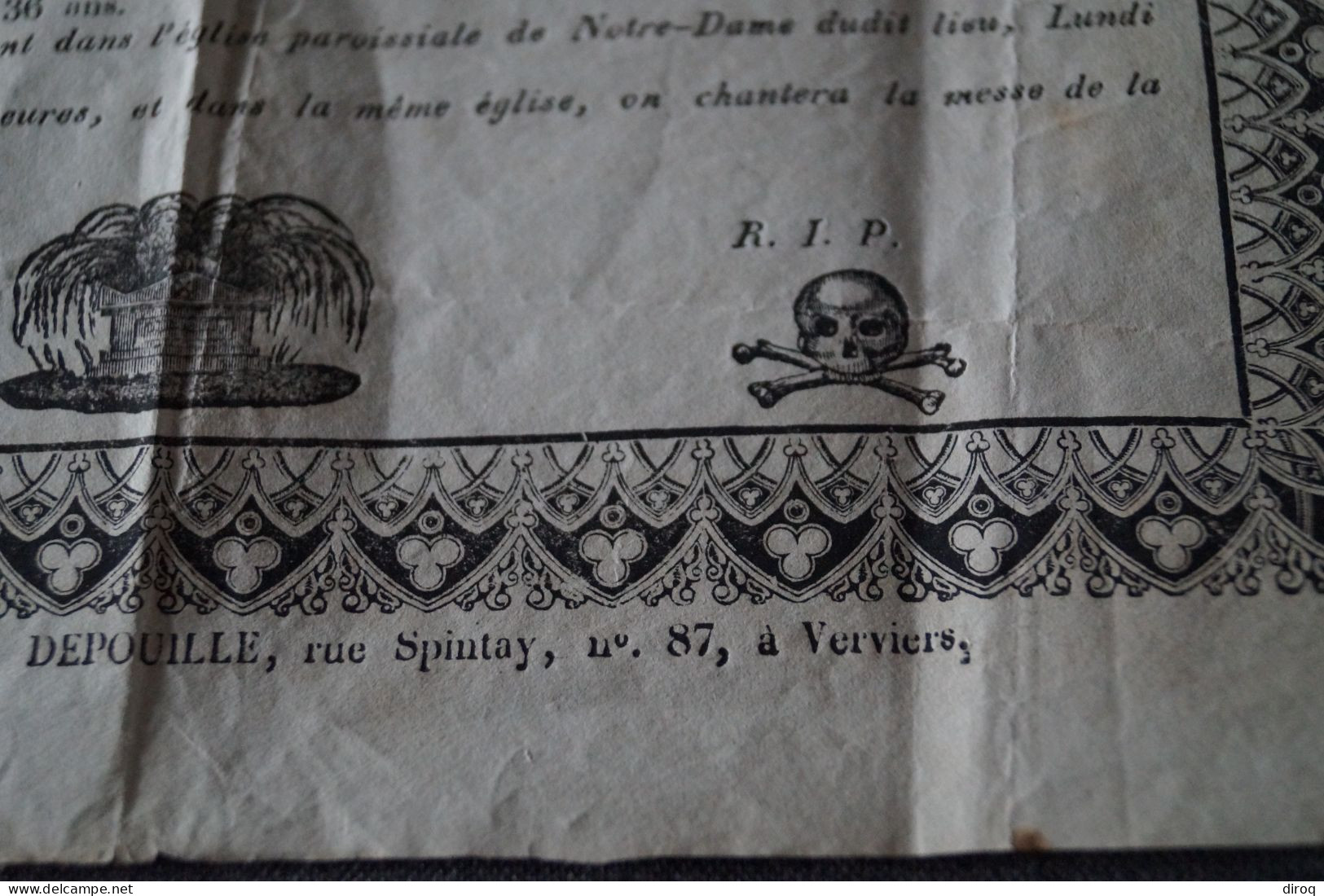 Grand Faire-part De Décès,Delgoffe Anne Catherine,Verviers,décédée à 36 Ans En 1843, 27 Cm./21 Cm. - Obituary Notices