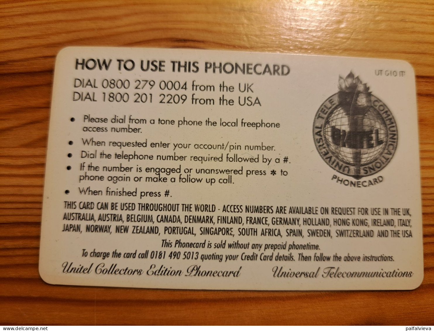 Prepaid Phonecard United Kingdom, Unitel - Bird - Emissions Entreprises