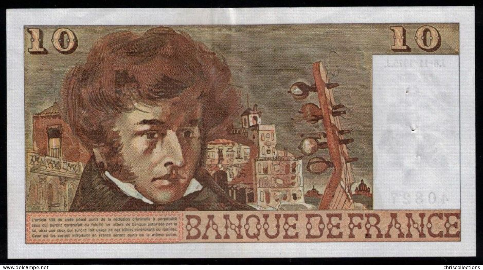 FRANCE -  10 Francs BERLIOZ - 6/11/1975 - J.253 - N° De Billet : 40827 - F : 63/14 - TTB+ - 10 F 1972-1978 ''Berlioz''