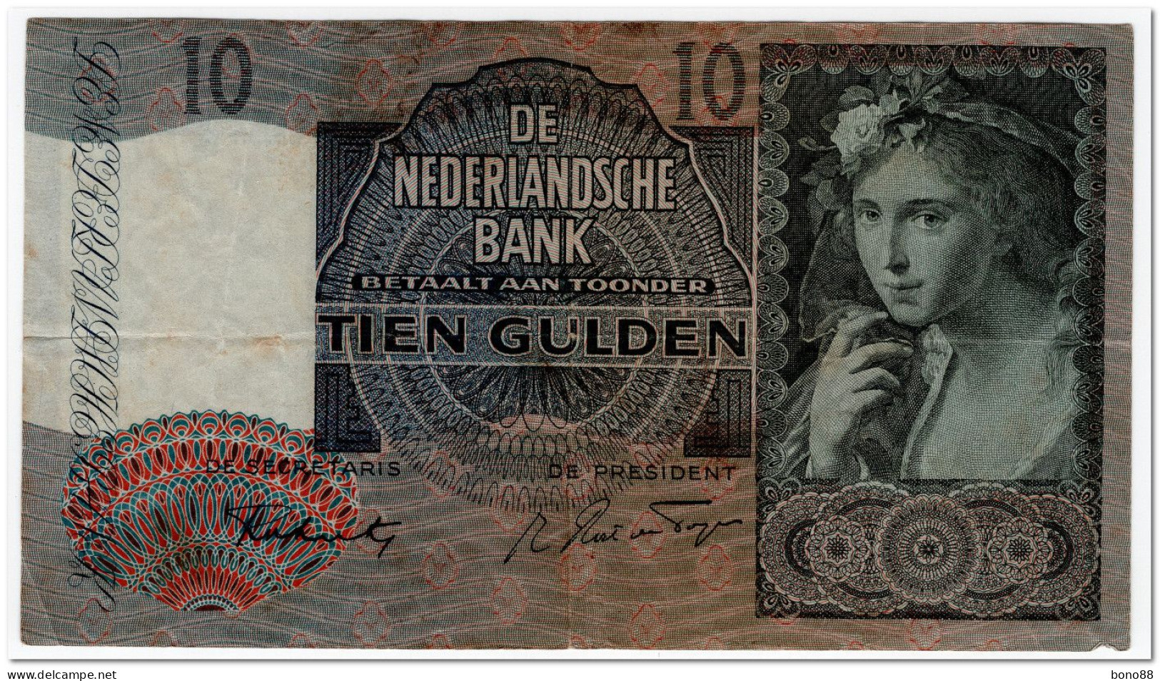 NETHERLANDS,10 GULDEN,1942,P.56b,VF - 10 Gulden
