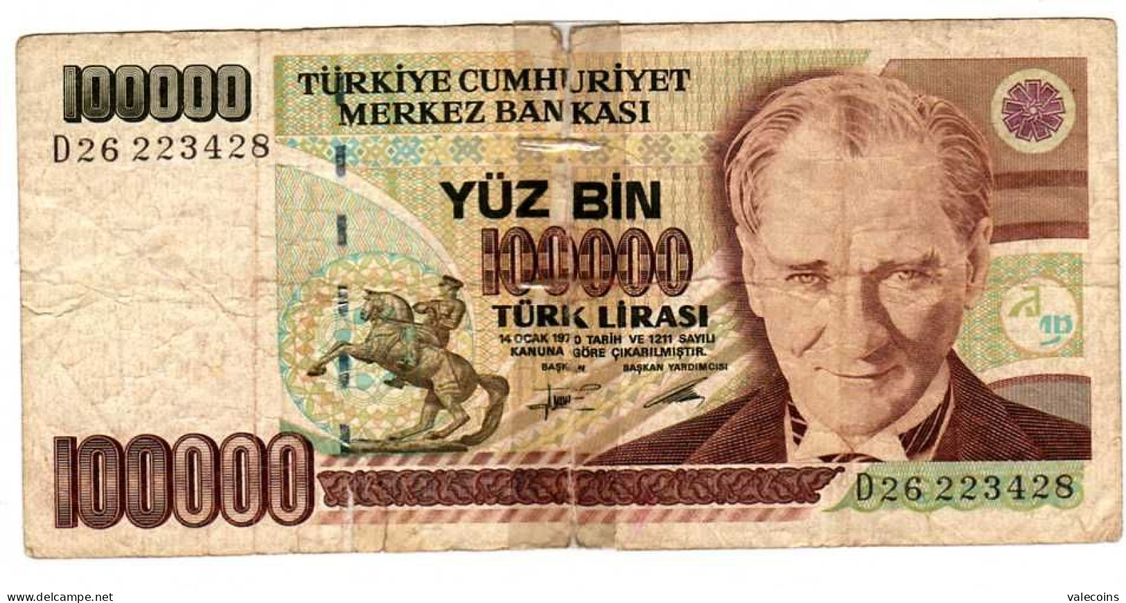 TURCHIA TURKEY - 100000 Lira - ND (1994) - P. 205 - Series II - Poor Tadep - Turquie