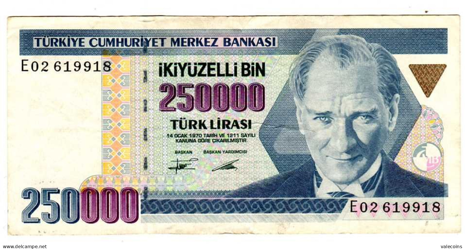 TURCHIA TURKEY - 250000 Lira - ND (1995) - P. 207 - Series II - XF - Turquie