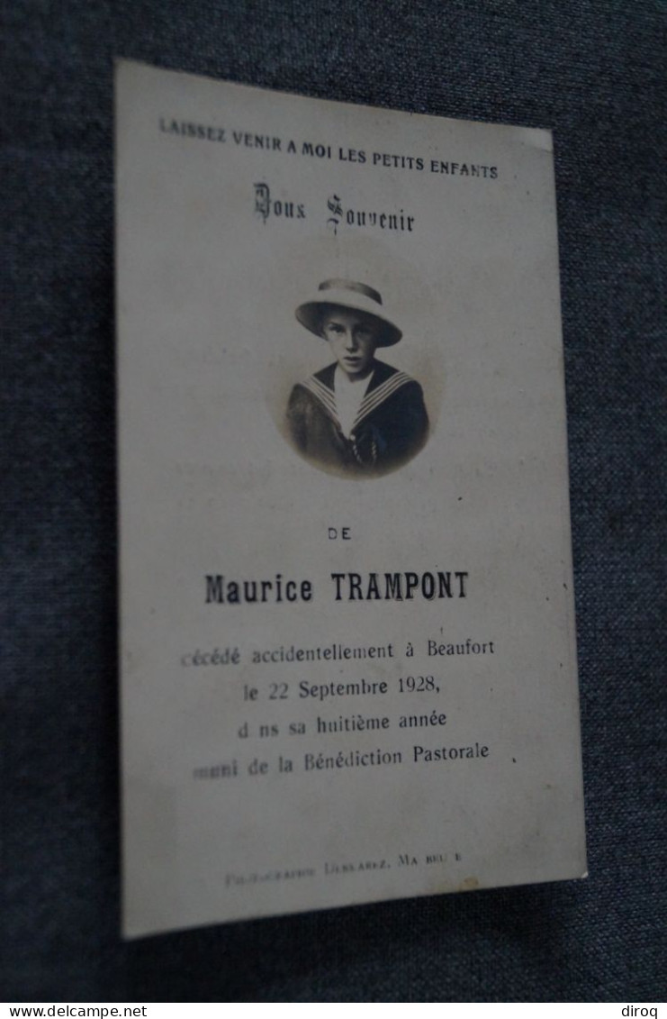 Maurice Trampont Décédé Accidentellement à Beaufort En 1928 à L'àge De 8 Ans - Obituary Notices