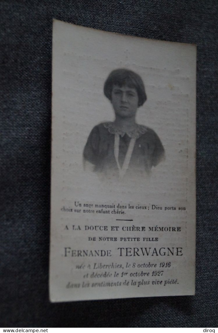 Terwagne Fernande,née à Liberchies En 1916 ,décédée En 1927 - Overlijden