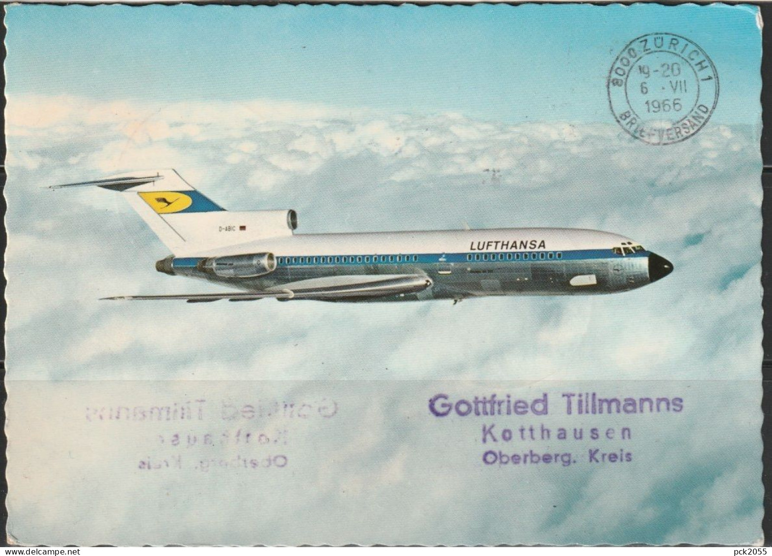 BRD Flugpost / Erstflug LH 314  Boeing 727 Düsseldorf- Zürich 6.7.1966 Ankunftstempel 6.7.66 ( FP 324) - Erst- U. Sonderflugbriefe