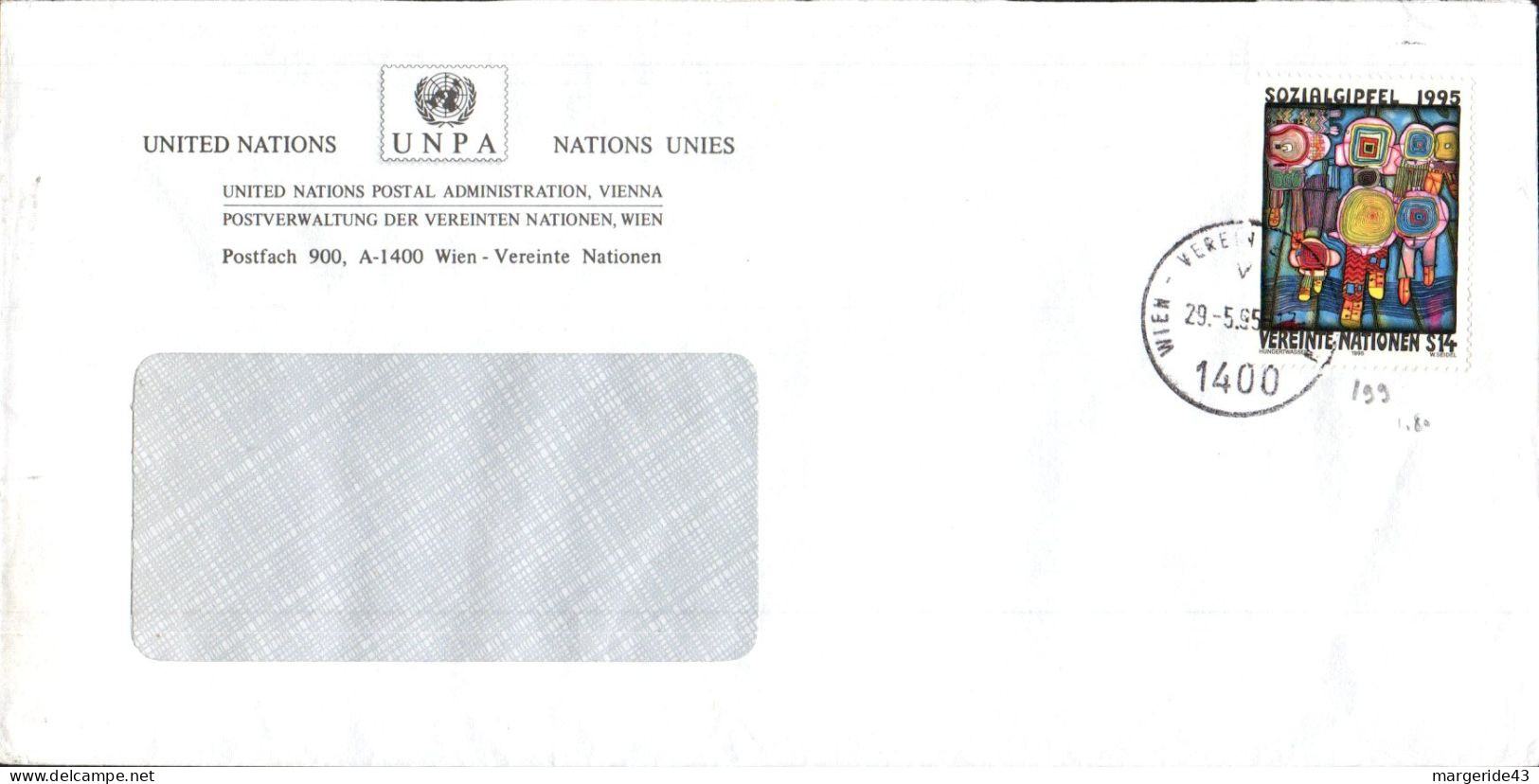NATIONS UNIES VIENNE SEUL SUR LETTRE POUR LA FRANCE 1995 - Briefe U. Dokumente