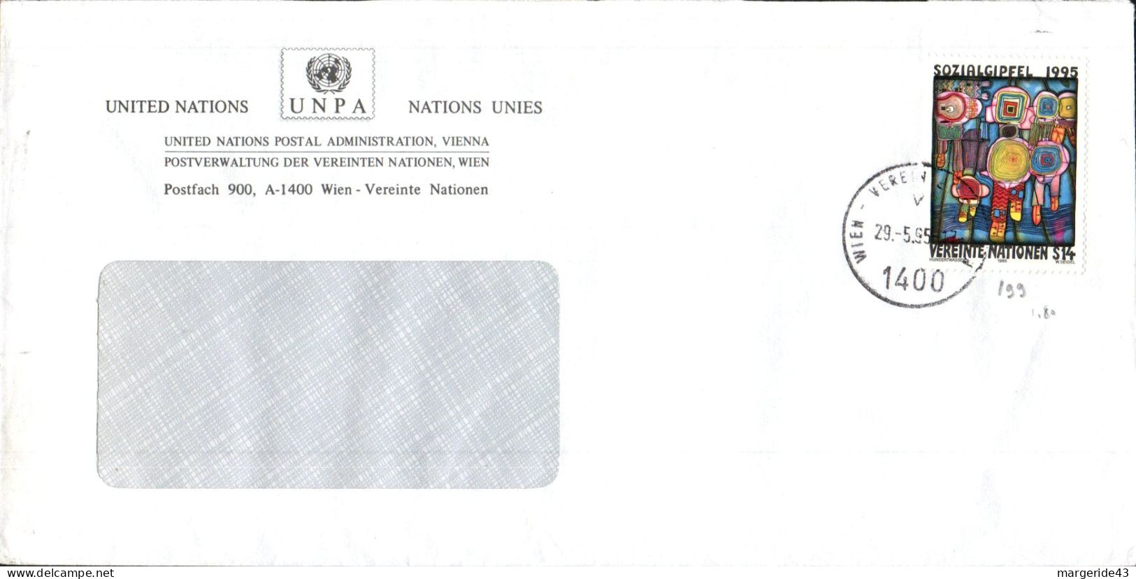 NATIONS UNIES VIENNE SEUL SUR LETTRE POUR LA FRANCE 1995 - Brieven En Documenten