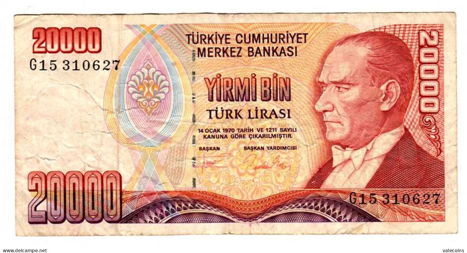 TURCHIA TURKEY - 20000 Lira - ND (1995) - P. 202 - Purple Ornament - VF+ - Turquie