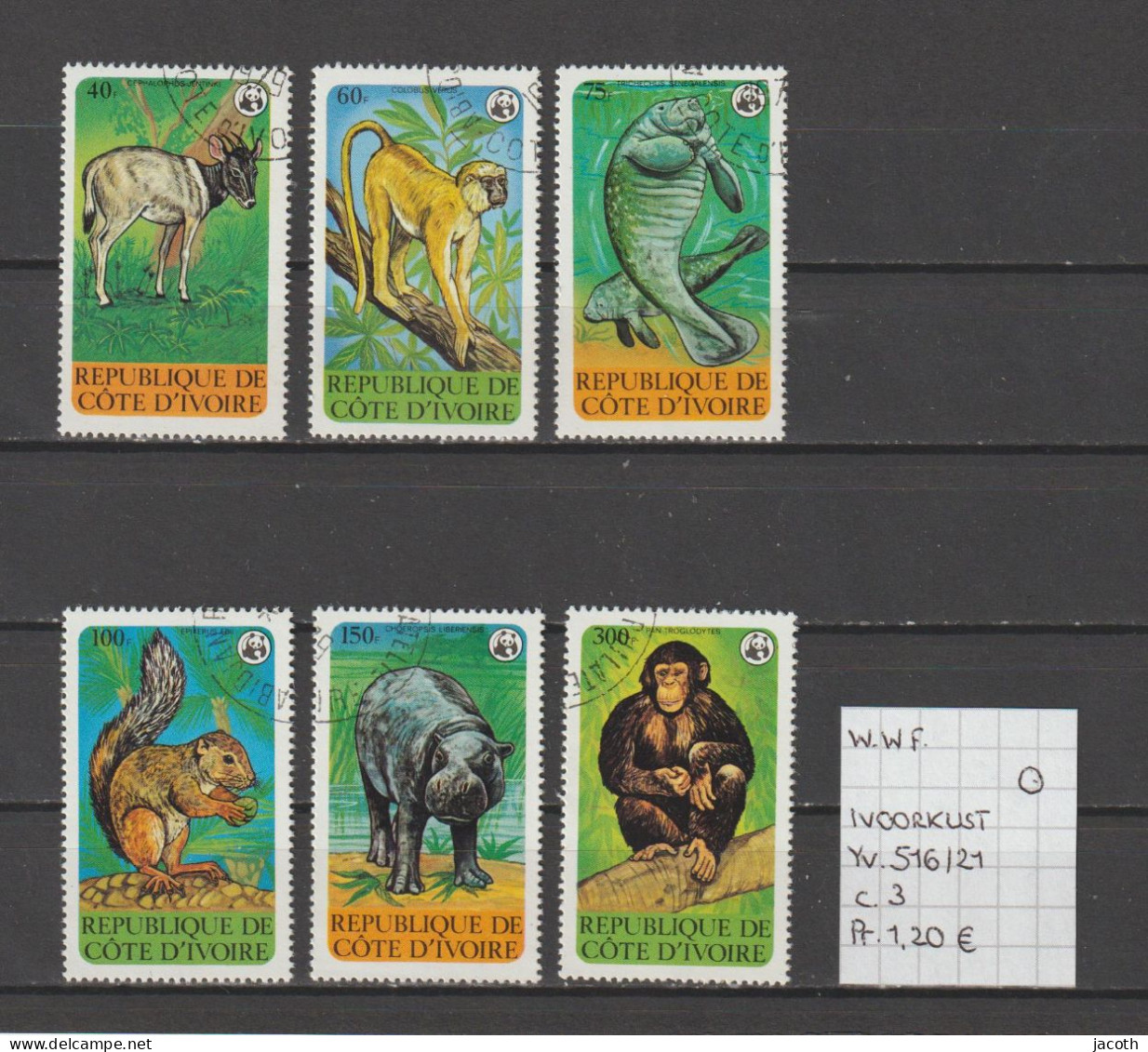 (TJ) W.W.F. - Côte D'Ivoire YT 516/21 (gest./obl./used) - Used Stamps