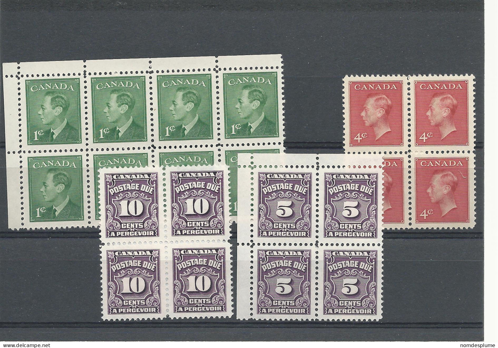 24795) Canada  Collection Block Postage Due Perforation Fold - Collections