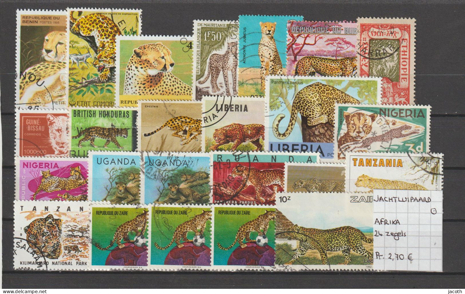 (TJ) Zoogdieren - Katachtigen - Jachtluipaard - Afrika 24 Zegels (gest./obl./used) - Altri & Non Classificati